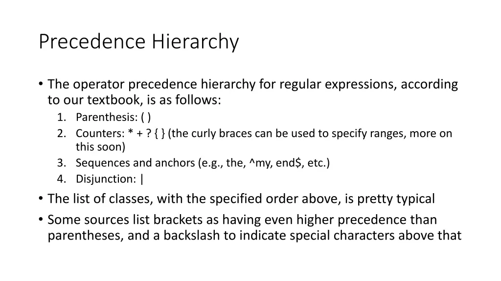 precedence hierarchy