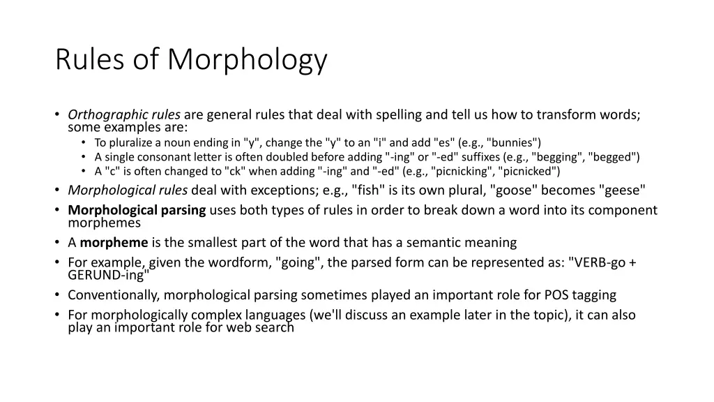 rules of morphology