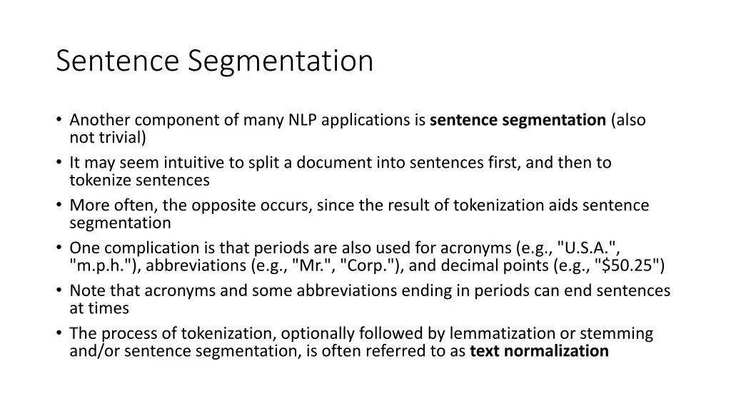 sentence segmentation