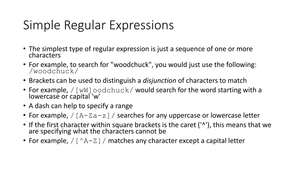 simple regular expressions