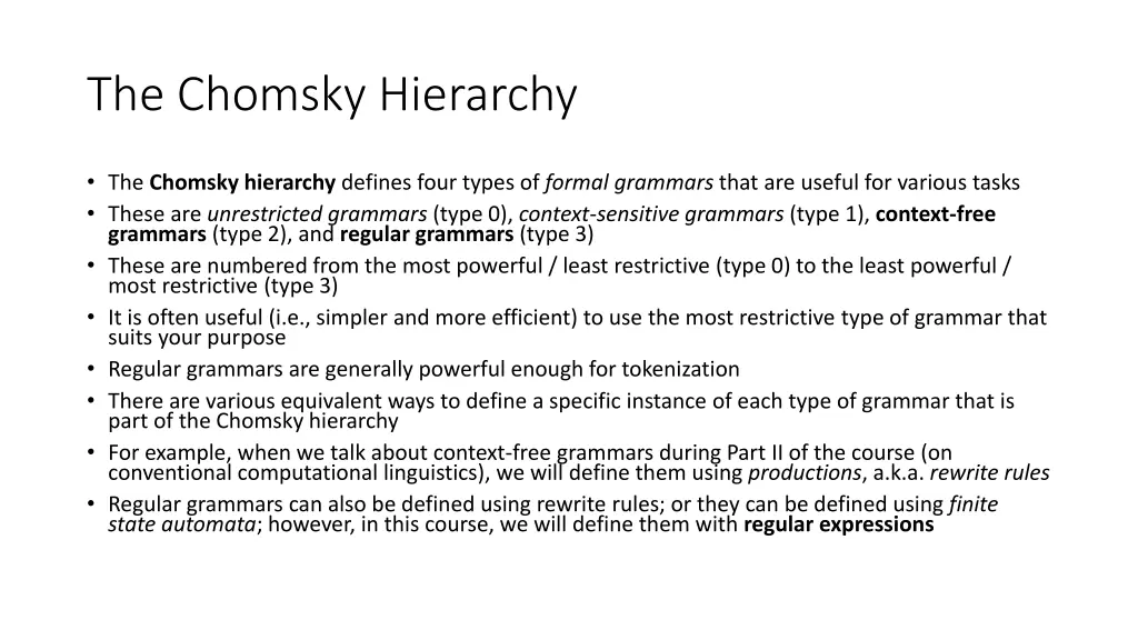 the chomsky hierarchy