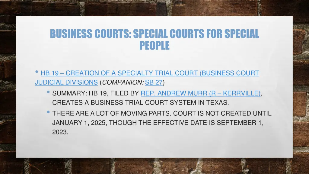 business courts special courts for special people