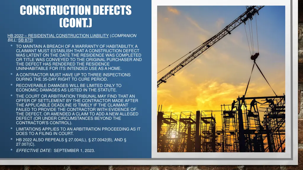 construction defects cont