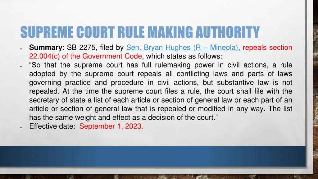 supreme court rule making authority summary