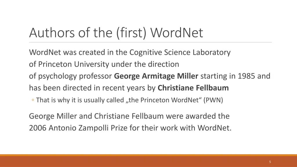 authors of the first wordnet