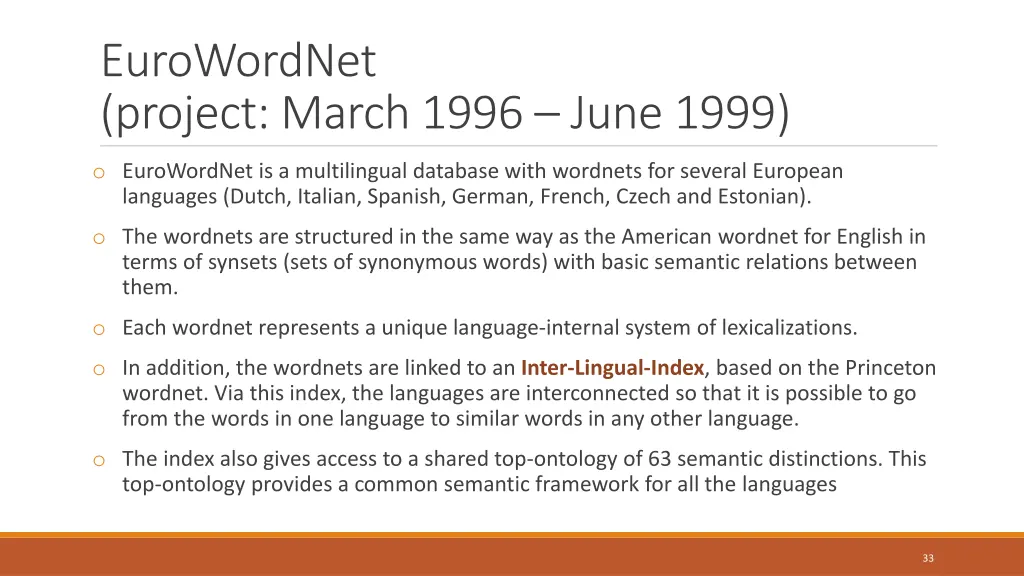 eurowordnet project march 1996 june 1999