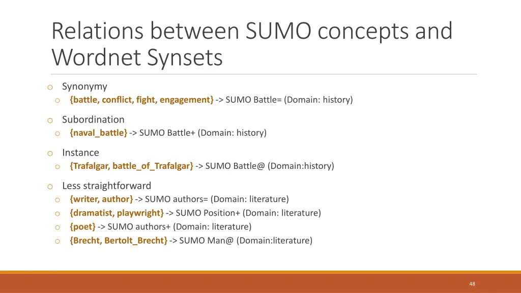 relations between sumo concepts and wordnet