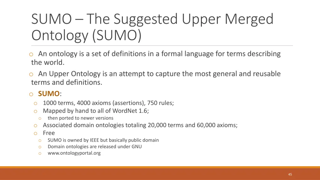 sumo the suggested upper merged ontology sumo