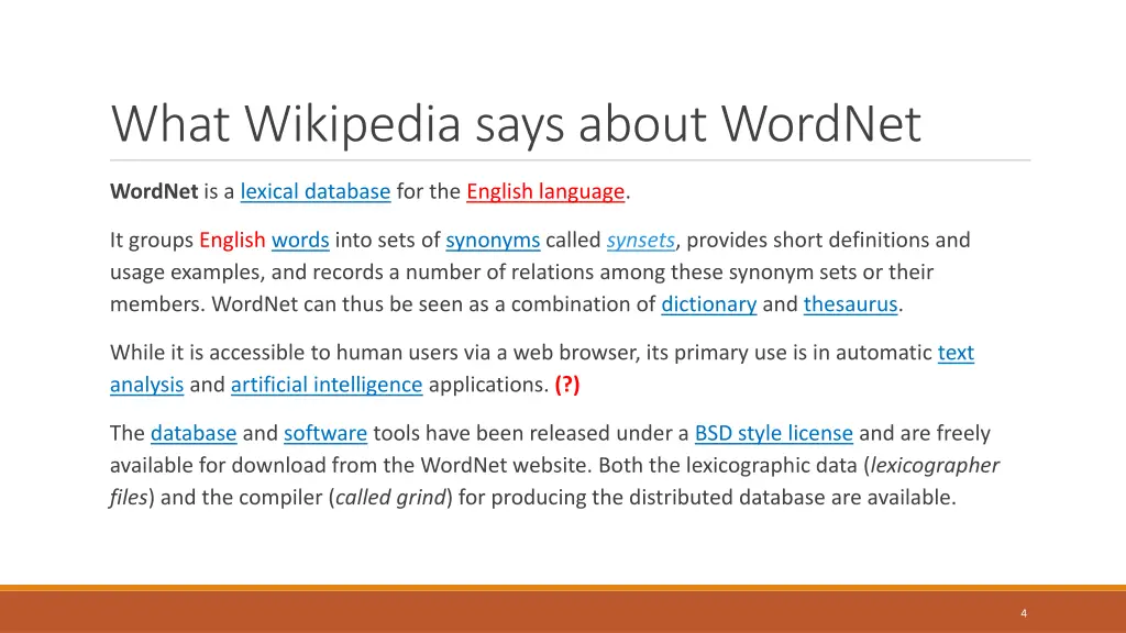 what wikipedia says about wordnet