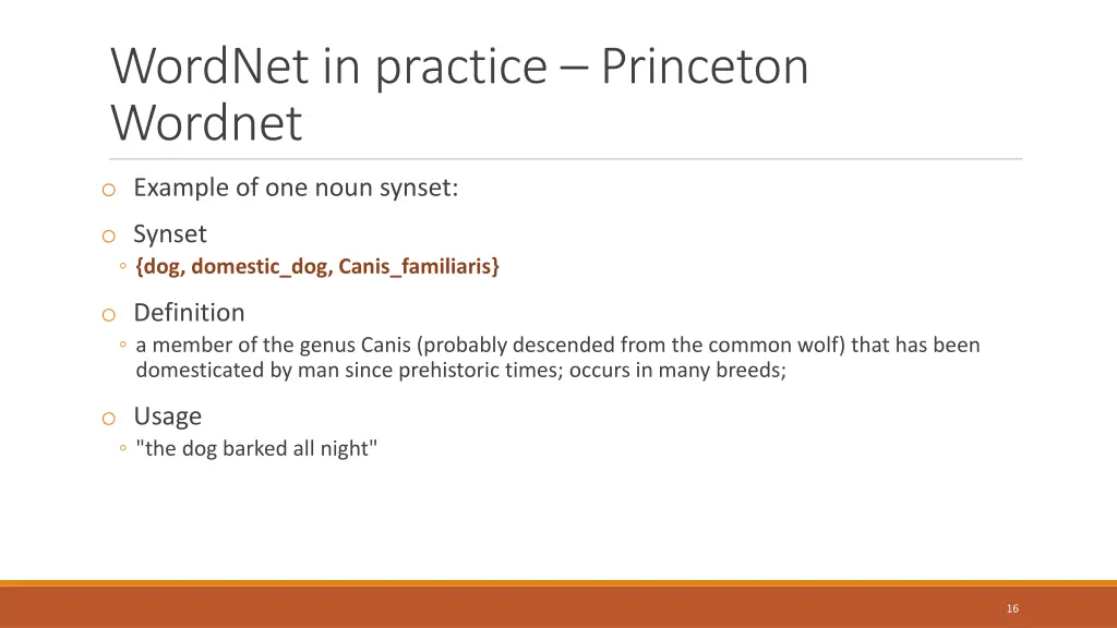 wordnet in practice princeton wordnet