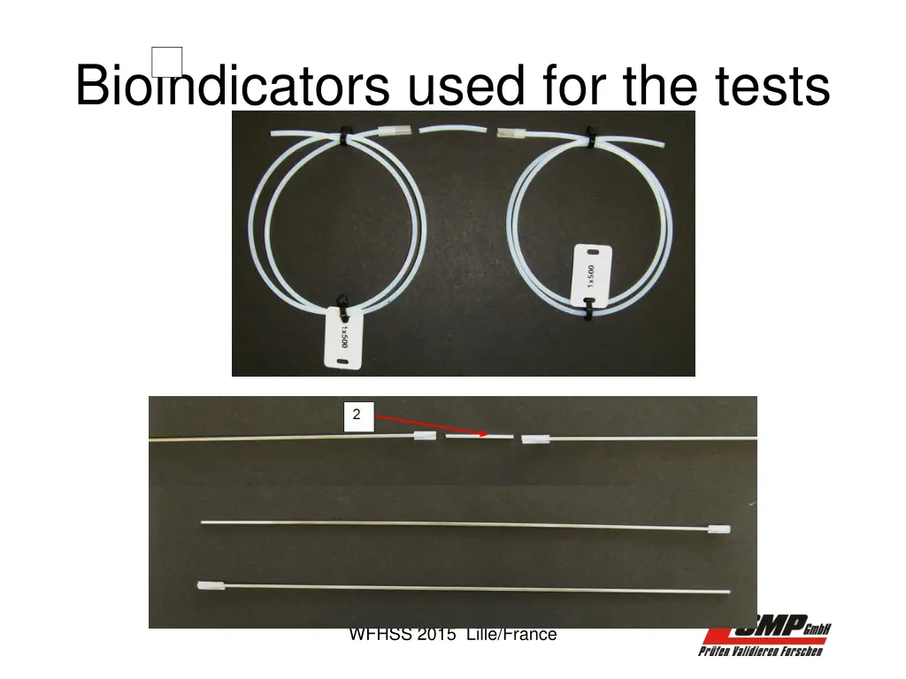 bioindicators used for the tests