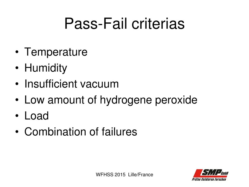 pass fail criterias