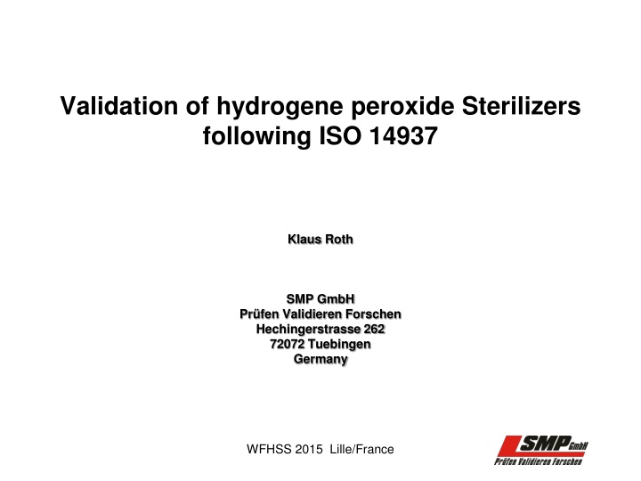 validation of hydrogene peroxide sterilizers