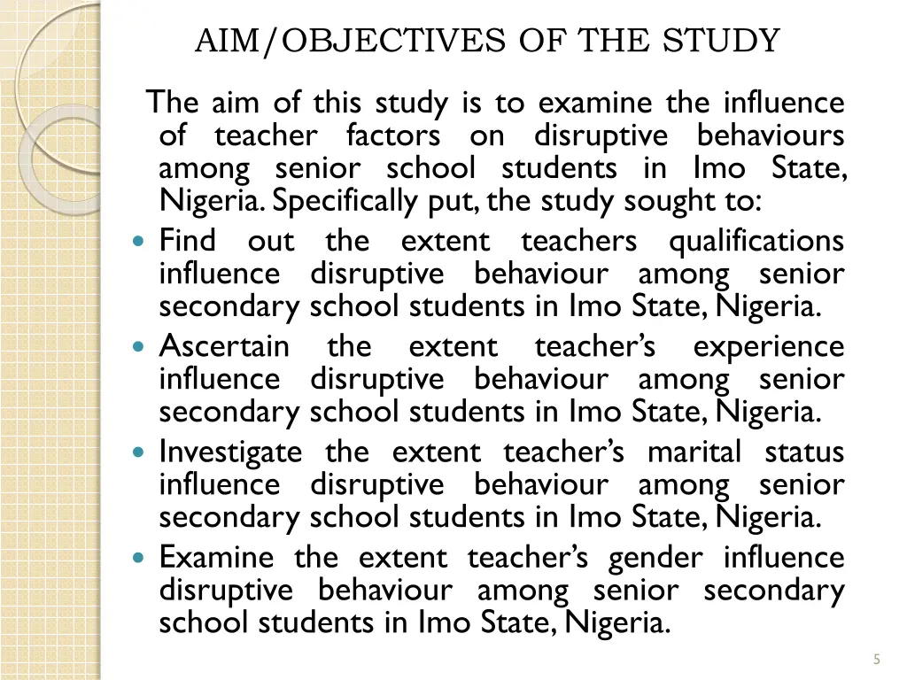 aim objectives of the study