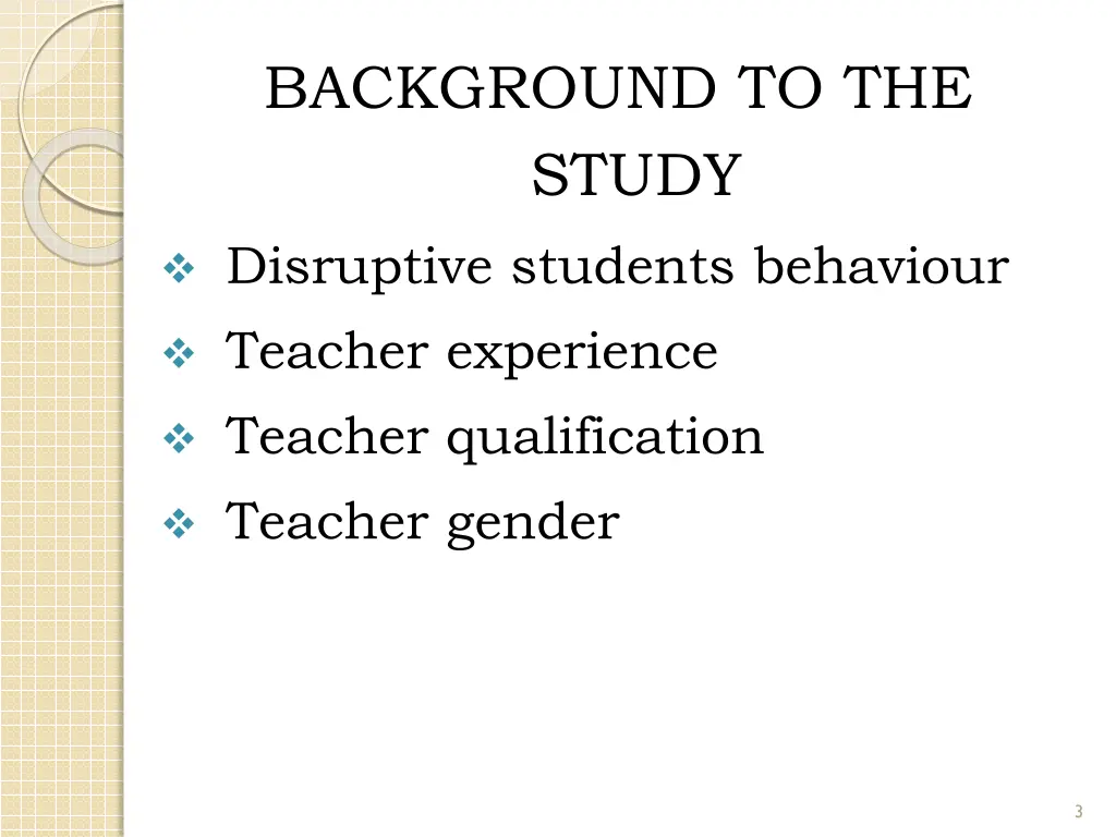 background to the study