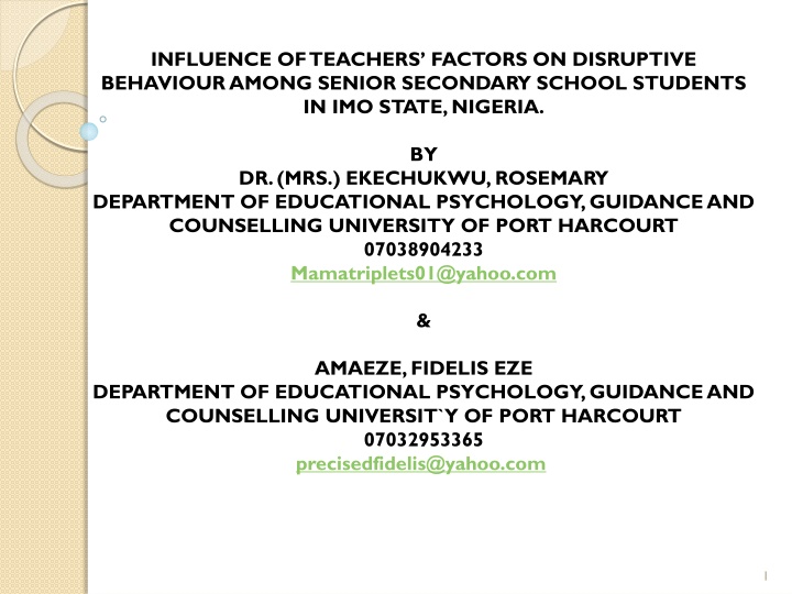 influence of teachers factors on disruptive