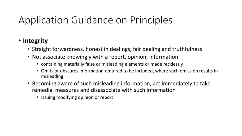 application guidance on principles