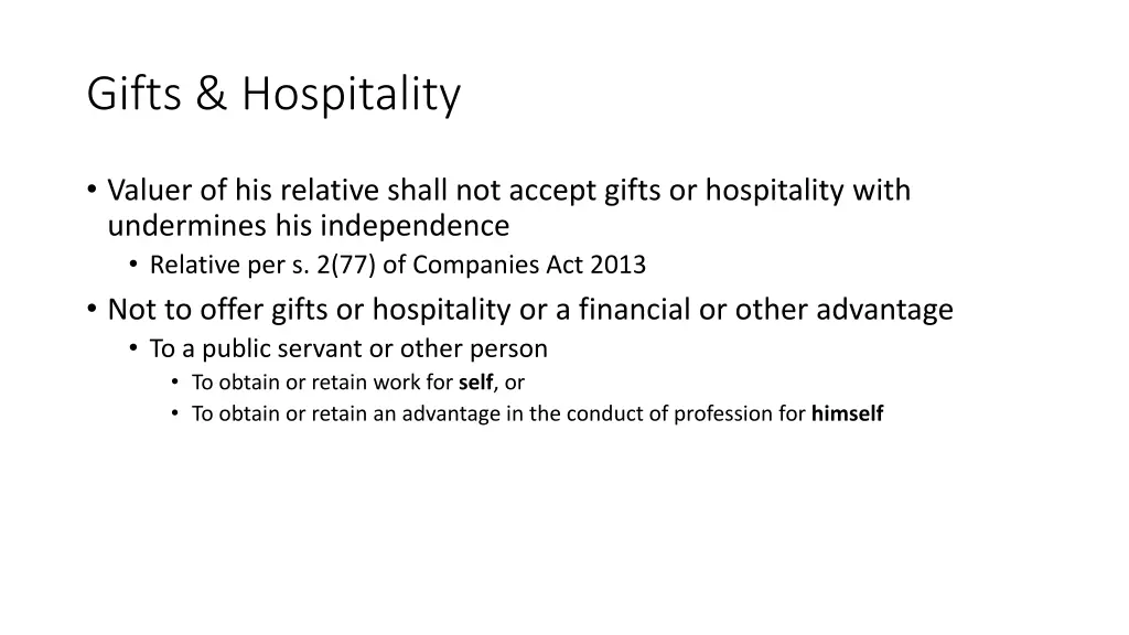 gifts hospitality