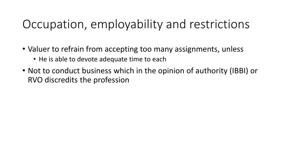 occupation employability and restrictions