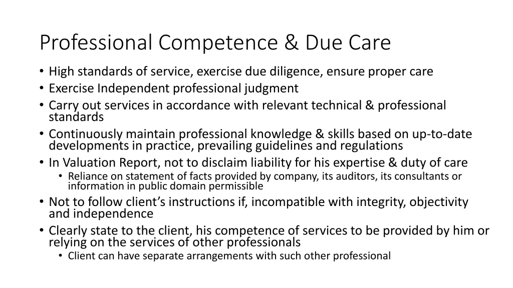 professional competence due care