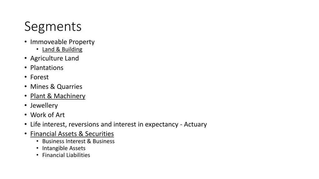 segments immoveable property land building