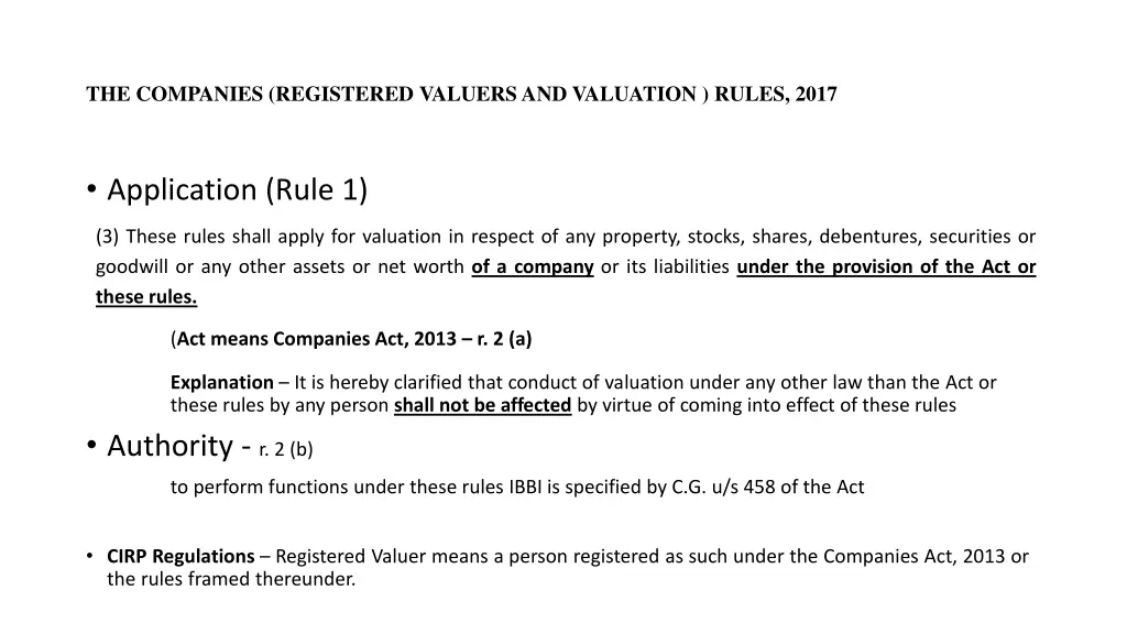 the companies registered valuersand valuation