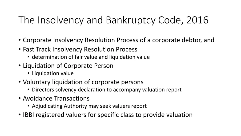 the insolvency and bankruptcy code 2016