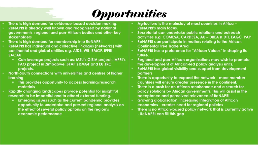 opportunities