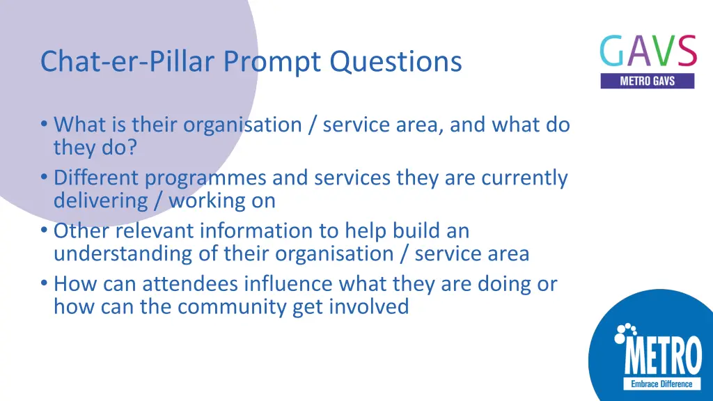 chat er pillar prompt questions