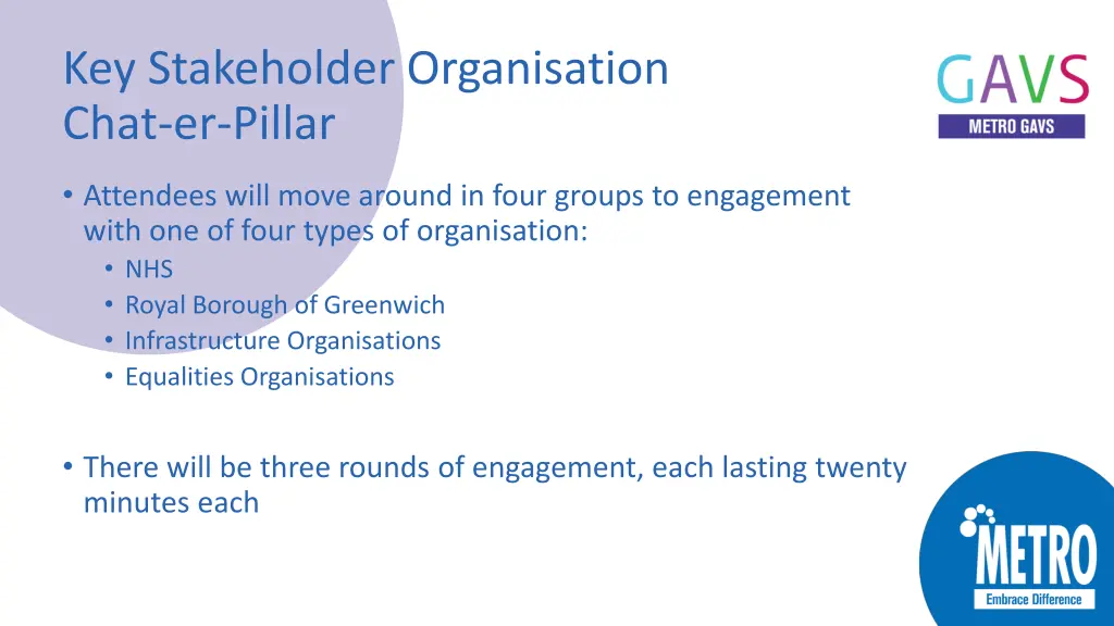 key stakeholder organisation chat er pillar