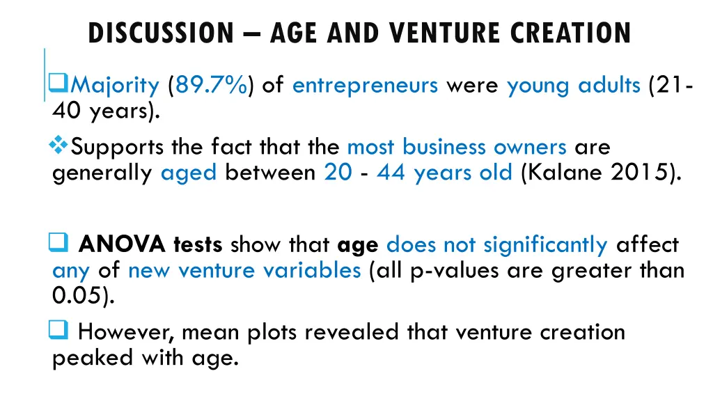 discussion age and venture creation