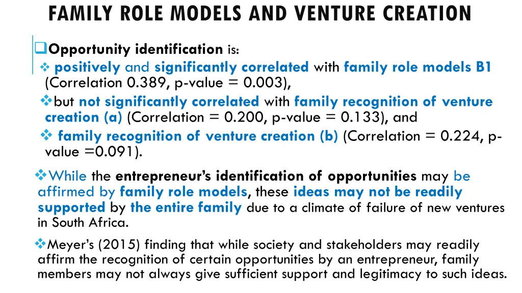 family role models and venture creation