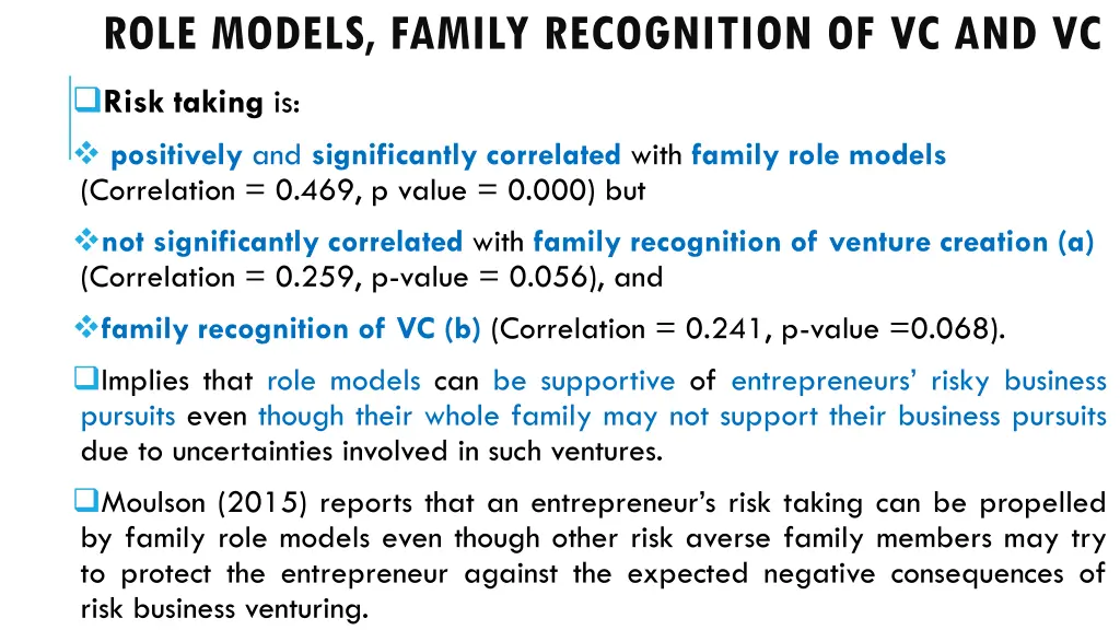 role models family recognition of vc and vc