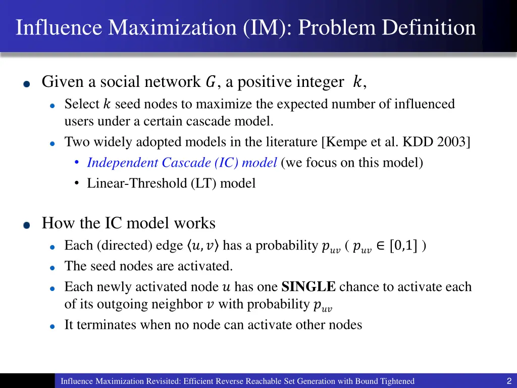 influence maximization im problem definition