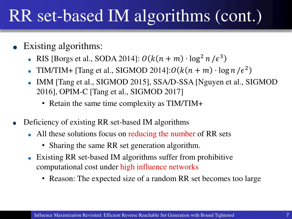 rr set based im algorithms cont