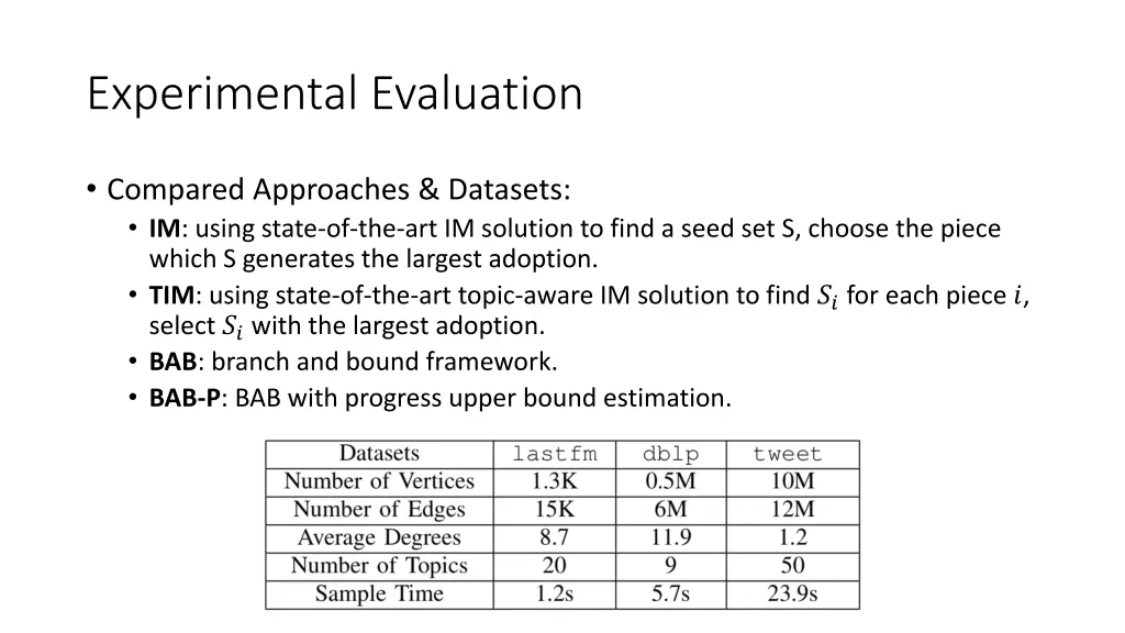 experimental evaluation