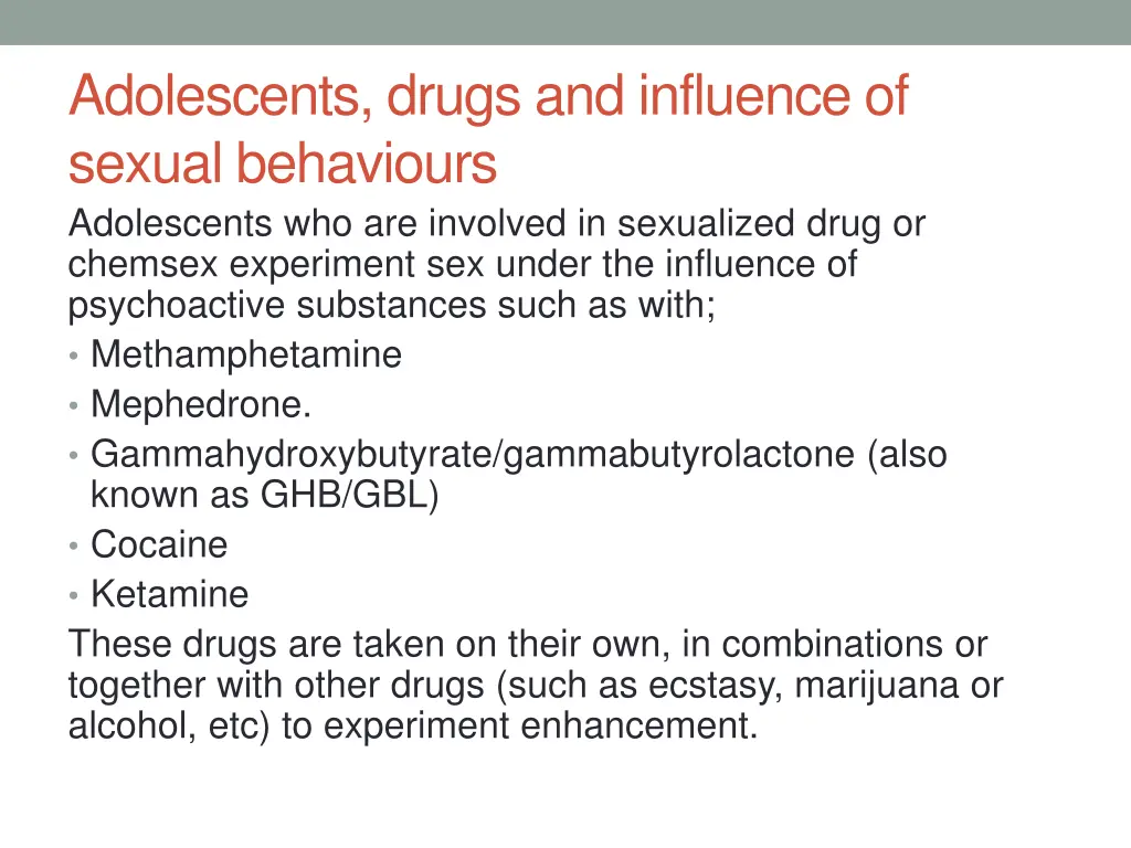 adolescents drugs and influence of sexual 1