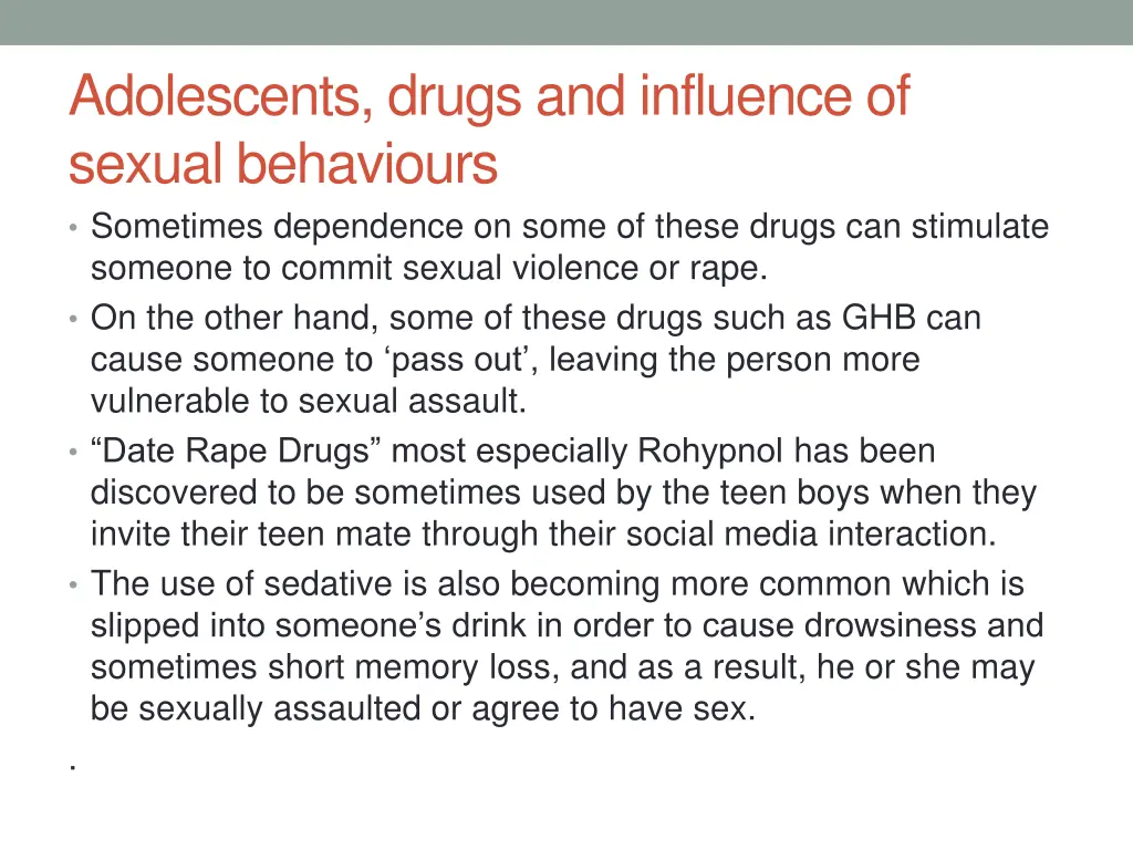 adolescents drugs and influence of sexual 6