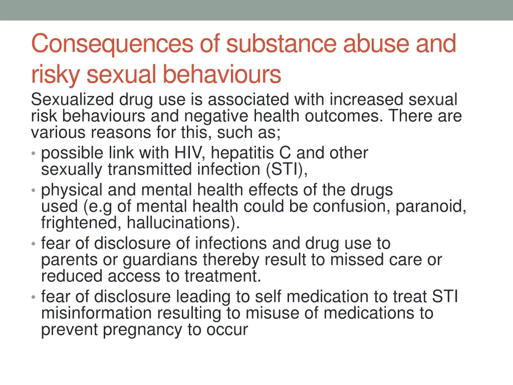 consequences of substance abuse and risky sexual