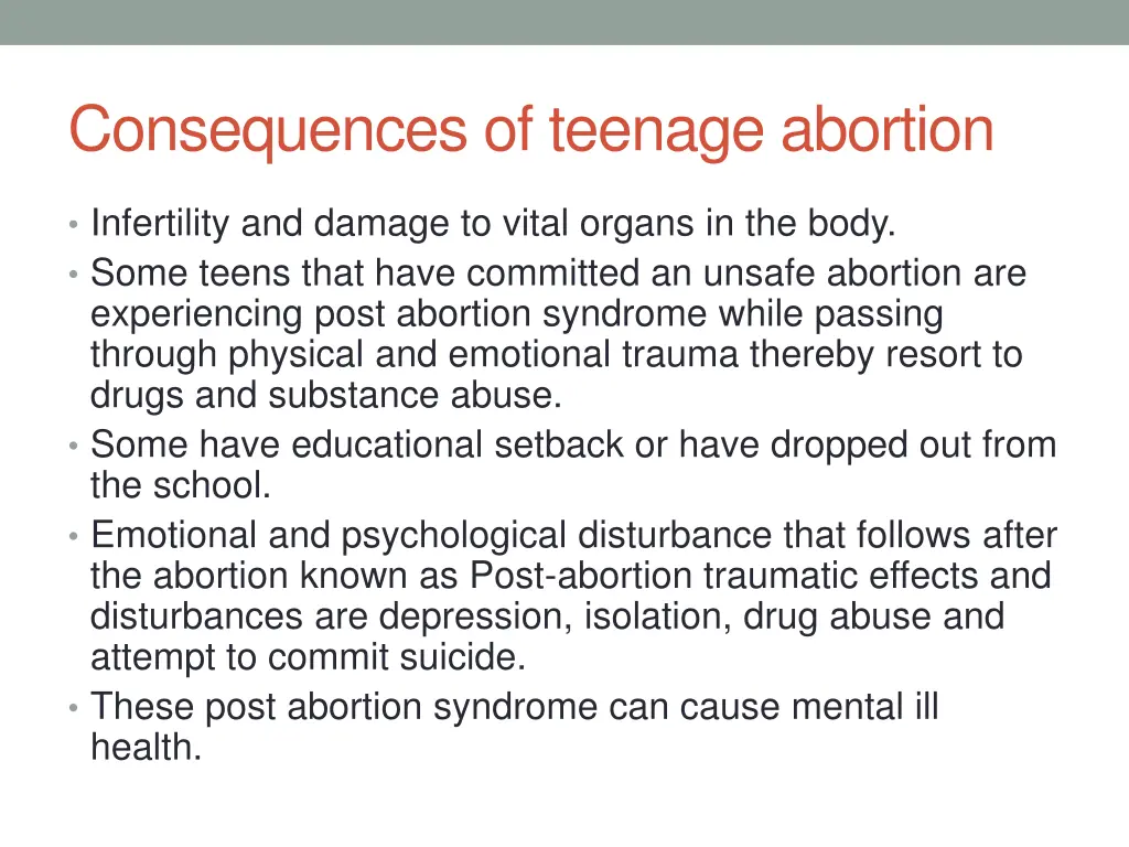 consequences of teenage abortion