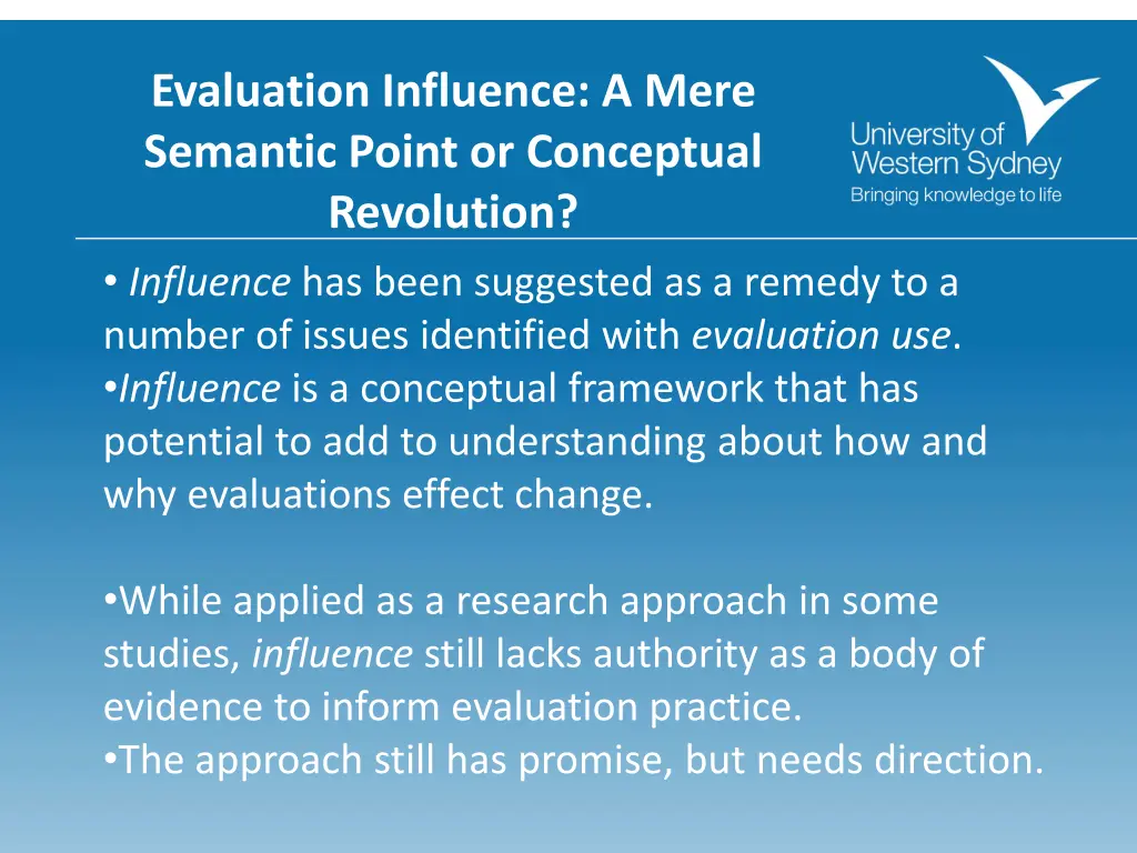 evaluation influence a mere semantic point 1