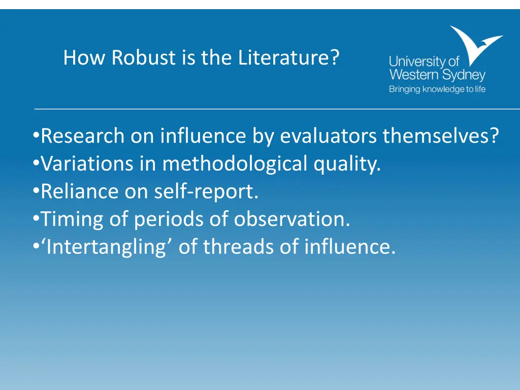 how robust is the literature