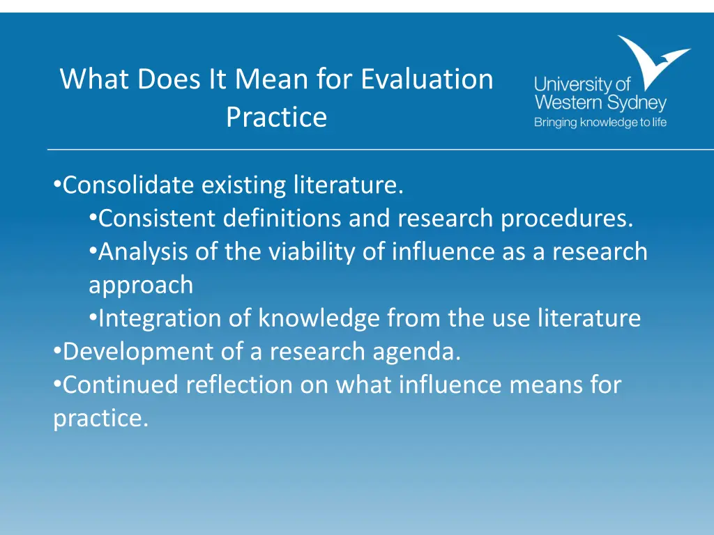 what does it mean for evaluation practice