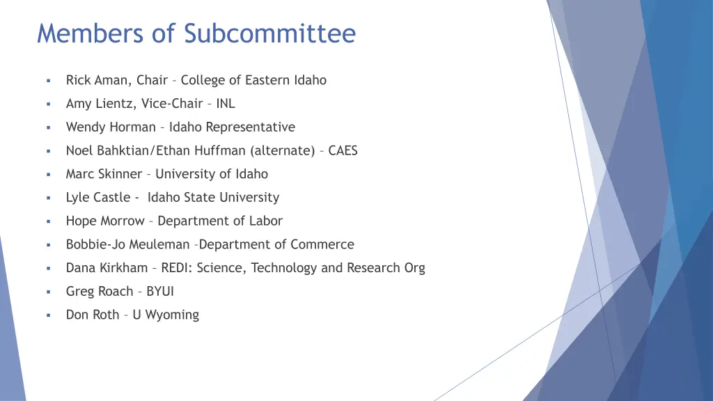 members of subcommittee