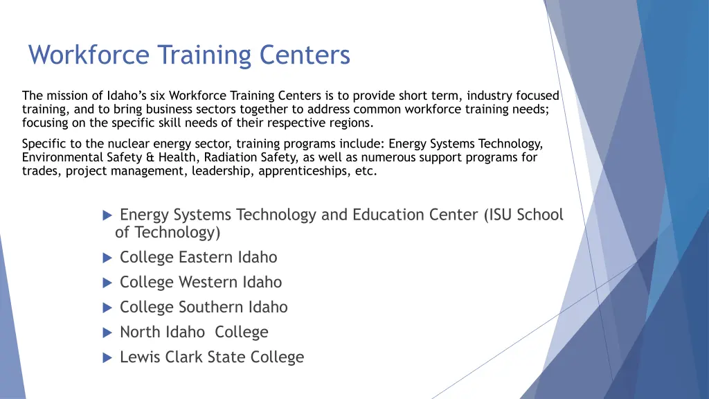 workforce training centers