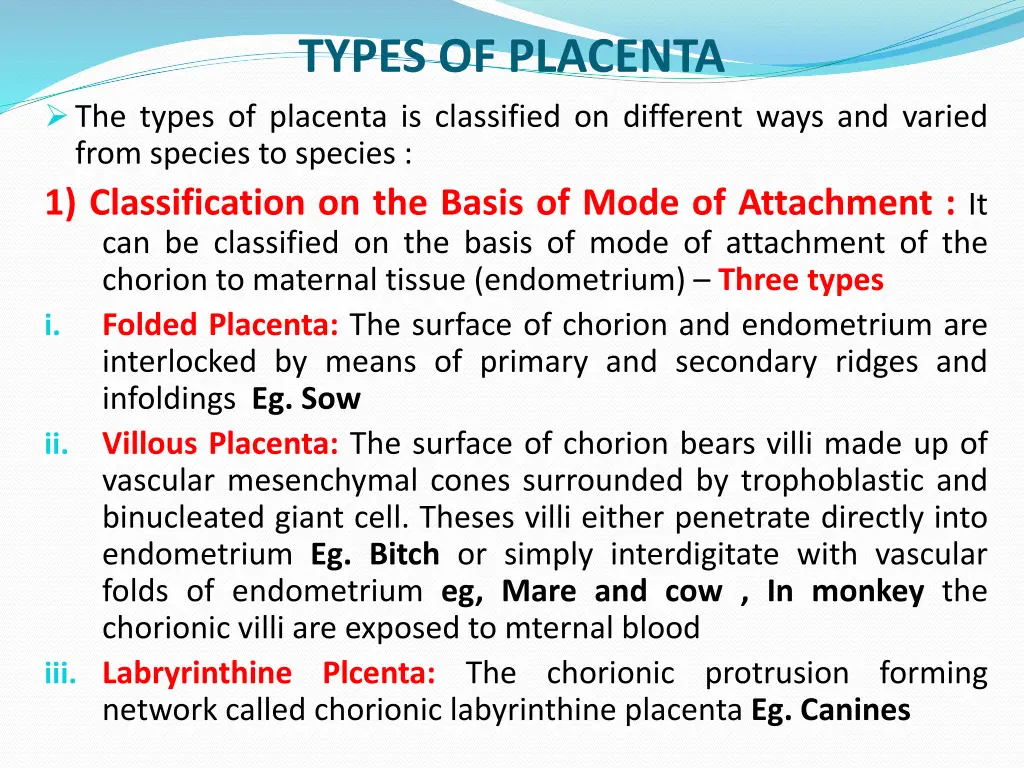 types of placenta