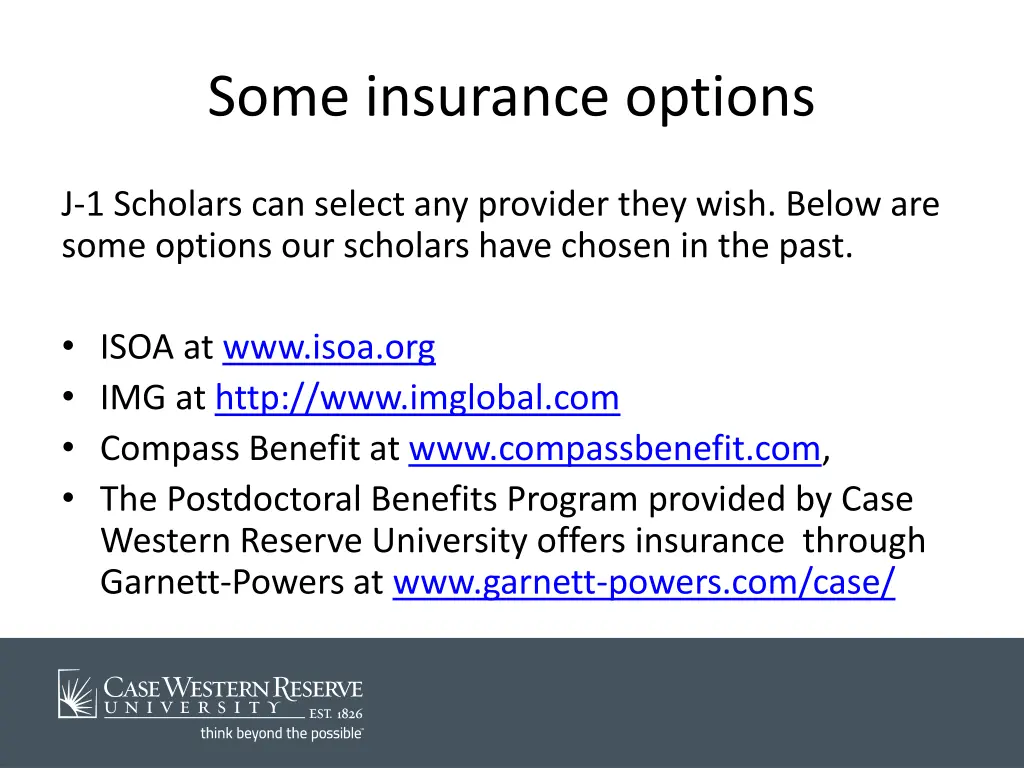 some insurance options