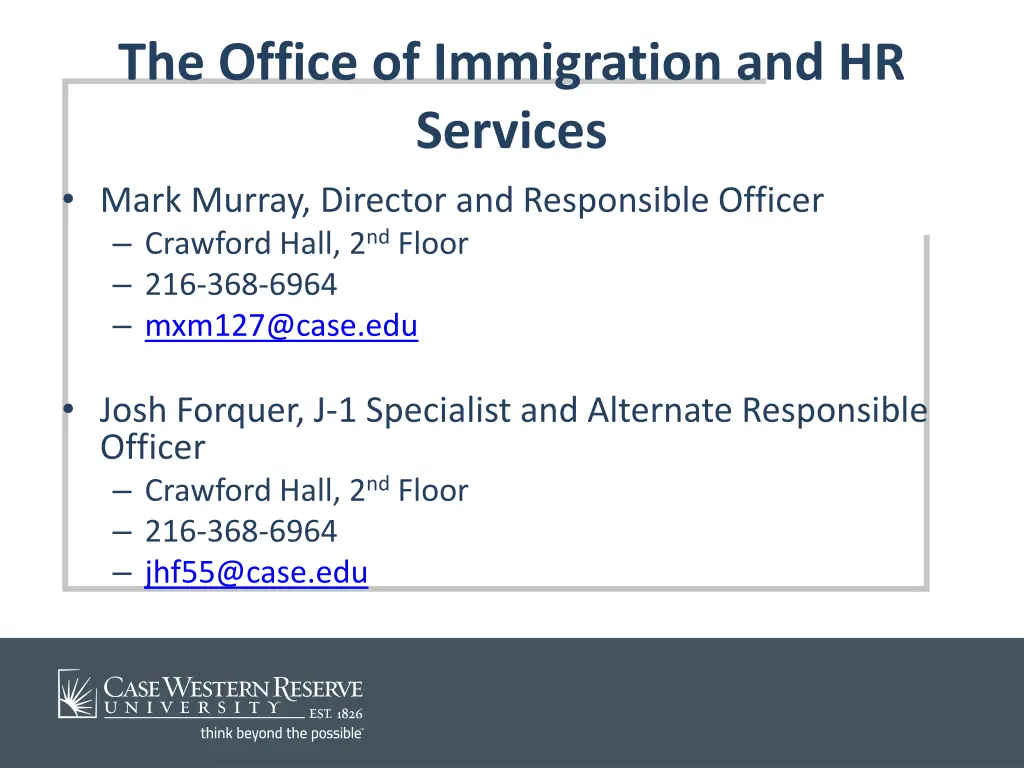 the office of immigration and hr services mark