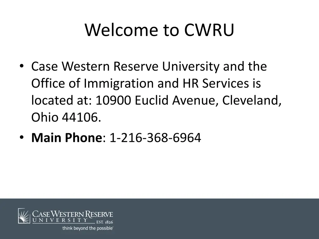 welcome to cwru