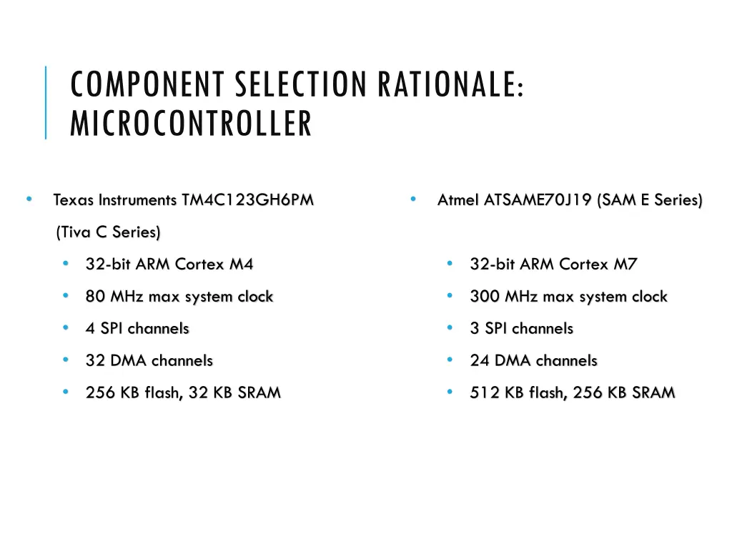 component selection rationale microcontroller